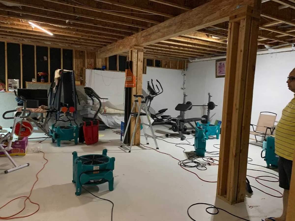 Basement drying equipment setup for Structural Drying in West Samoset